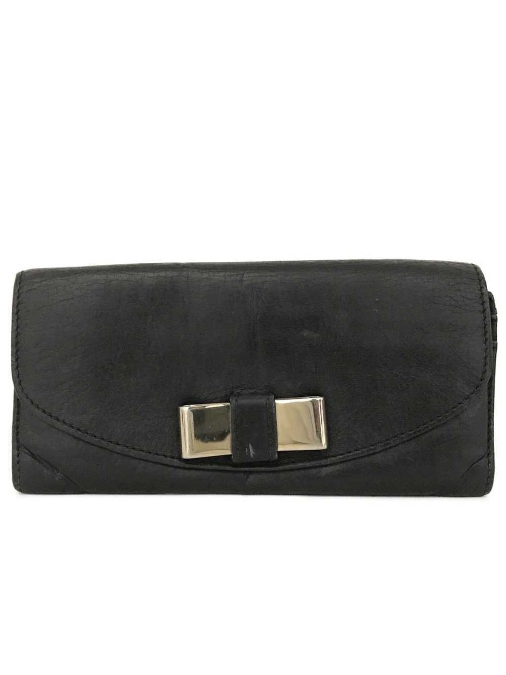 CHLOÉ Vintage Black Leather Bow Flap Continental Wallet 👝